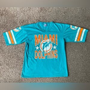 Vintage 90s NFL MIAMI DOLPHINS T-SHIRT JERSEY MENS L USA MADE Garan 🏈🏈